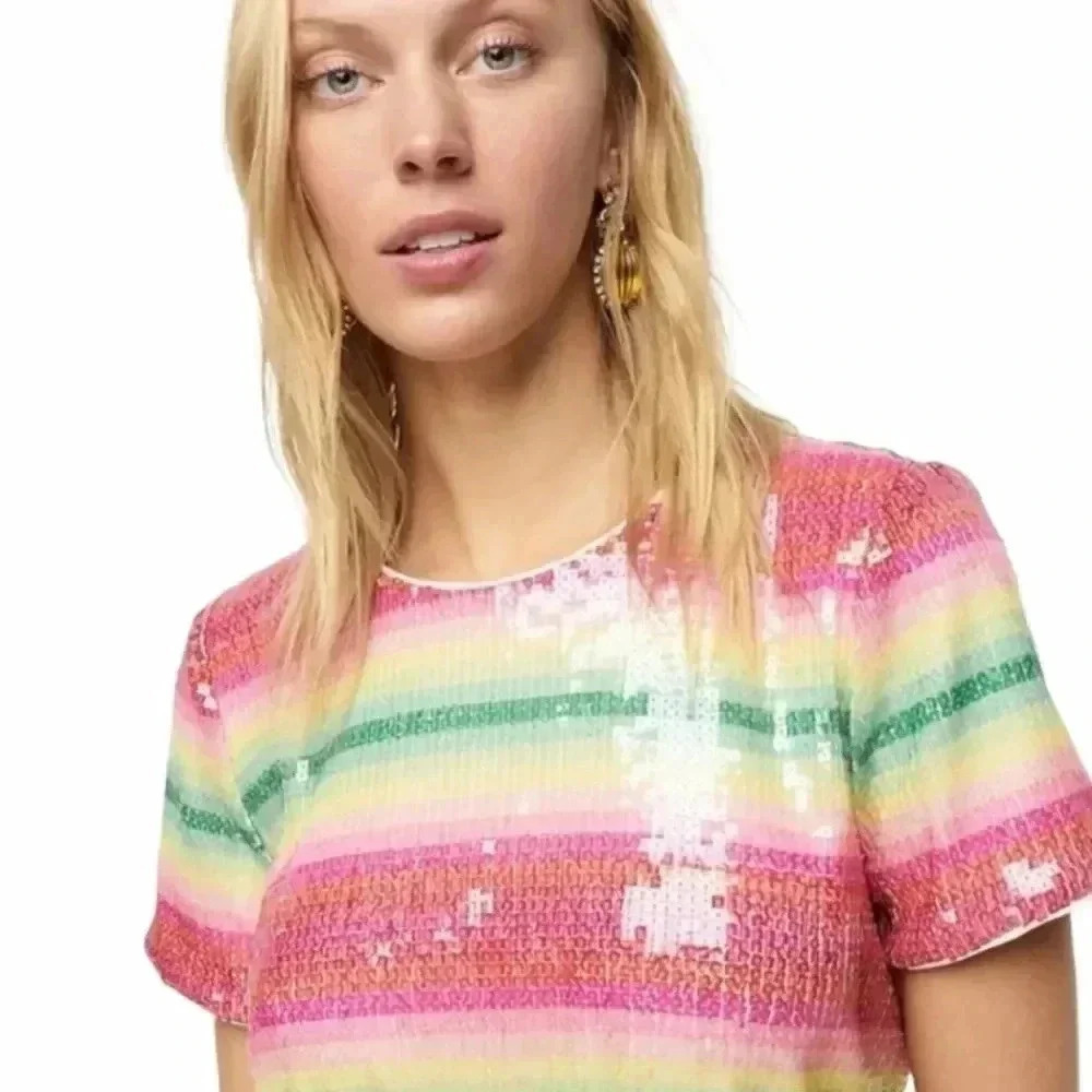 {J. Crew} NWT: Watermelon Stripe Sequin Maxi Dress - Picture 6 of 16